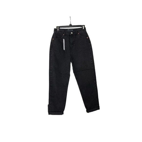 🆑Asos Design Petite Black High-Waisted Mom Jeans Size 26/28 - Picture 4 of 11